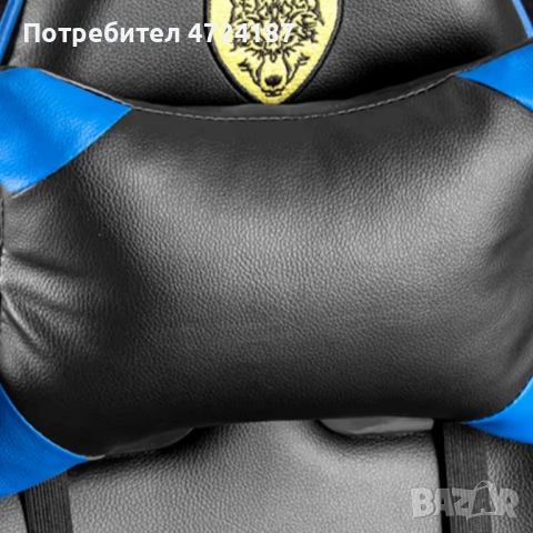 Геймърски стол с регулируема височина, лумбална възглавница и метална основа, снимка 6 - Столове - 53291580