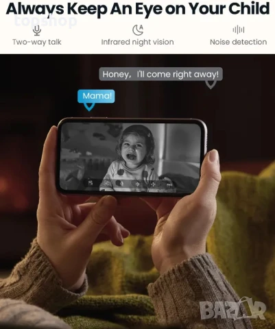 Бебефон ieGeek 5MP вътрешна камера, 5G/2.4G WiFi камера за видеонаблюдение с приложение за телефон,, снимка 8 - Бебефони - 50511254