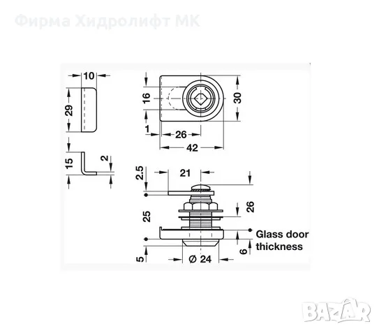 Ключалка за стъклена врата Häfele Symo 233.42.600, снимка 3 - Други стоки за дома - 56221044