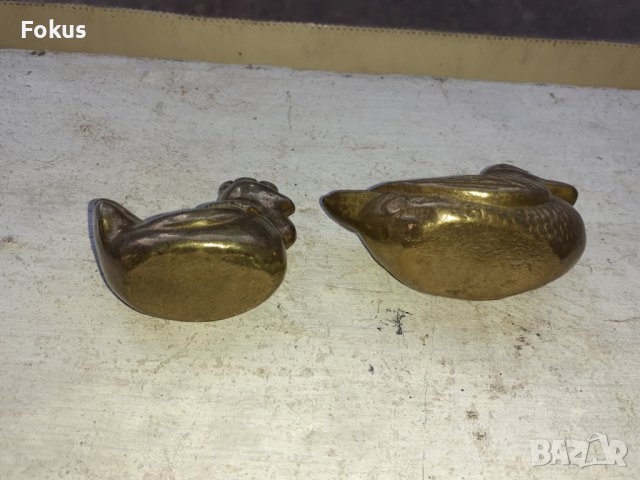 Лот от две стари бронзови пиленца статуетка фигура пластика, снимка 3 - Антикварни и старинни предмети - 39145692