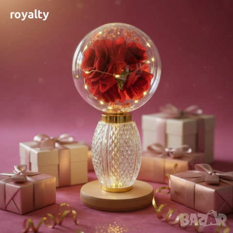 Декоративна лампа с червени рози и мека светлина – за топлина и хармония у дома