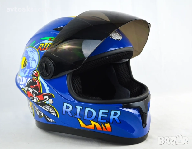 Детска каска Мотор/Мотопед/Вело/Скутер/Атв Шлем 3-ри цвята, снимка 4 - Аксесоари и консумативи - 52431155