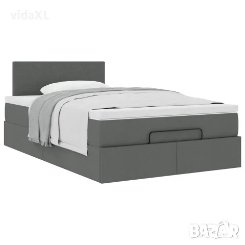 vidaXL Османска легло с матрак, тъмносиво, 120x200 см, плат, снимка 5 - Спални и легла - 56147046