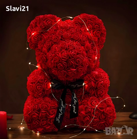 Плюшено мече с LED рози , снимка 3 - Романтични подаръци - 52979099