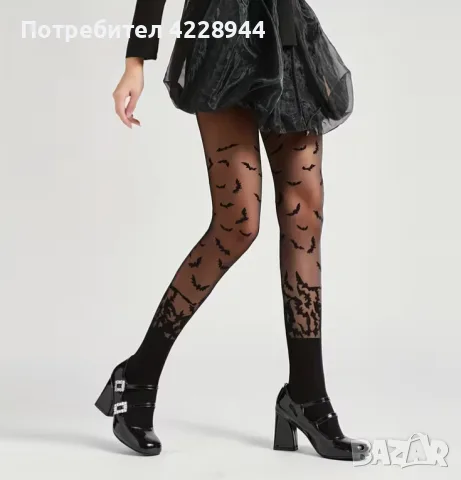 Дамски чорапогащник с прилепи Halloween Хелоуин, готик костюм, парти