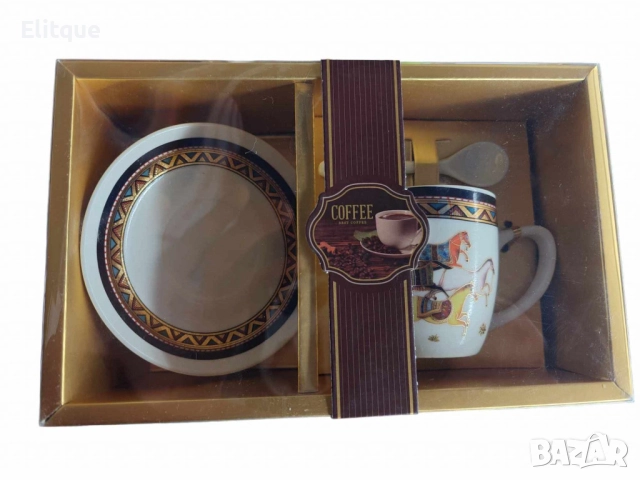 Комплект от 3 части -  чаша,чинийка,лъжичка, за пълноценно удоволствие в стил