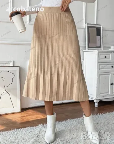 Дамска плисирана плетена пола, снимка 2 - Поли - 48032376