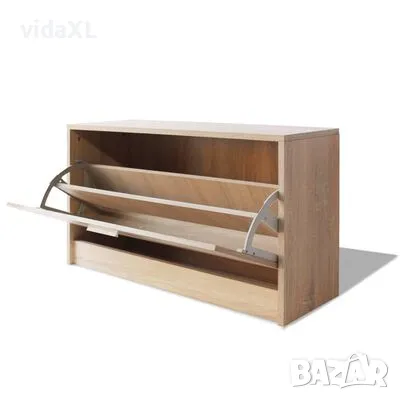 vidaXL Шкаф за съхранение на обувки пейка, дъб, 80x24x45 cм(SKU:243049), снимка 4 - Шкафове - 49040852