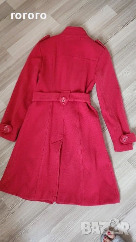 Червено кашмирено палто-С размер, снимка 3 - Палта, манта - 42589263