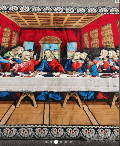 старинен килим, ковьор за стена Исус Христос и тайната вечеря плюшен ковьор за стена, черга, пано, снимка 4 - Други - 44555355