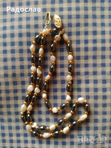 старо колие с естествени речни перли