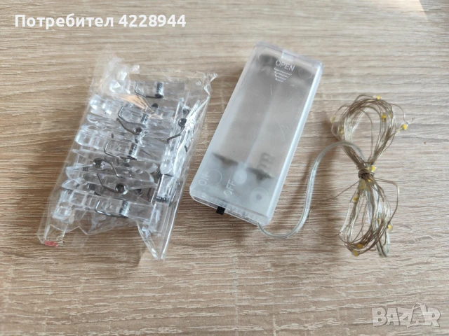 Коледен LED светещ гирлянд за сватба 2 м с 20 прозрачни щипки, топла светлина, снимка 4 - Декорация за дома - 50778356