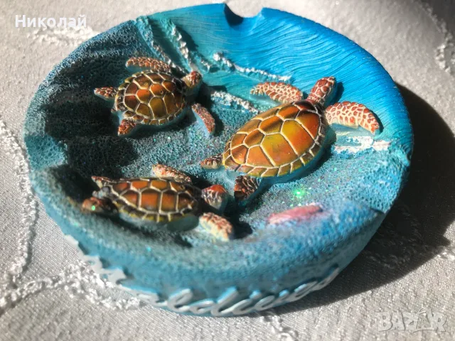 Пепелник Maldives /купичка за дребни бижута с 3D костенурки - екзотичен сувенир от Малдивите, нов , снимка 6 - Пепелници и декоративни съдове - 55874474