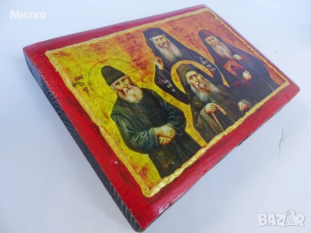 Православна икона  на Йосиф Исихаст,Порфирий Кавсокаливит,Паисий Атонски,Яков Цаликис, снимка 8 - Икони - 50806968