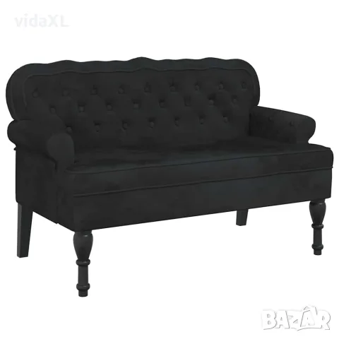 vidaXL Пейка с облегалка, черна, 119,5x64,5x75 см, кадифе