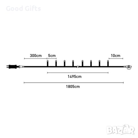 300 LED Коледни лампички, Многоцветни, 18м, снимка 3 - Лед осветление - 42712246