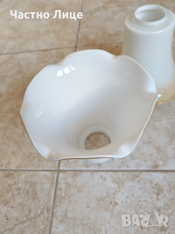 Две Старинни Стъкла Стъклени Тела за Лампи и Полилеи, снимка 3 - Антикварни и старинни предмети - 51614751