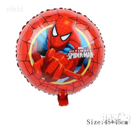 Спайдърмен Spiderman кръгъл фолио фолиев балон хелий или въздух рожден ден