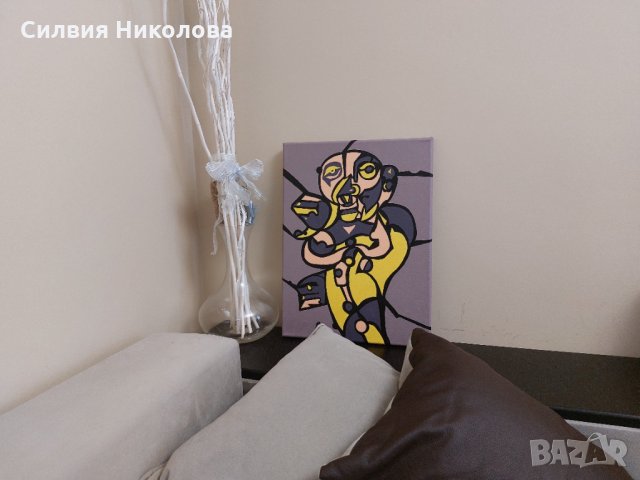 Картина Кубизъм Акрилни Бои, снимка 2 - Картини - 35534805