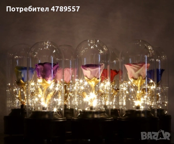 Вълшебна неувяхваща роза в стъкленица с LED светлина, снимка 7 - Декорация за дома - 54277278