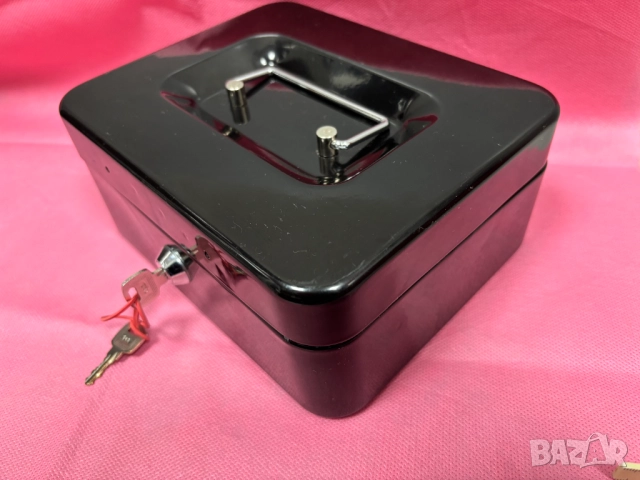 Преносима метална кутия за пари и ценности 200х160х90 мм, Черна, снимка 9 - Кутии за съхранение - 52594366