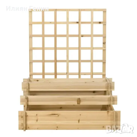 Повдигнато легло Outsunny с решетка, 3 нива, рамка от естествено дърво, подплата от полар, снимка 4 - Градински мебели, декорация  - 50358072