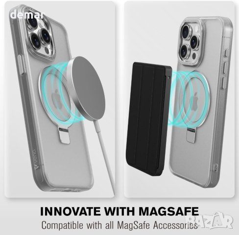 Калъф за iPhone 15 Pro Max (6,7”), съвместим с Magsafe, удароустойчив, полупрозрачен/бял, снимка 6 - Калъфи, кейсове - 44263560