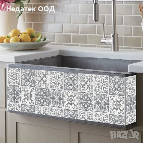 Стикер плочки, Сиво/ Бяло, 20x30 см, снимка 3 - Декорация за дома - 47402861