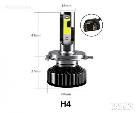 Лед крушки F2 H4 12-24V 72W 2БР/К-Т - KRU023, снимка 2 - Аксесоари и консумативи - 39185306