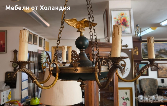 Френски бронзов полилей Империя, снимка 2 - Полилеи - 54341873