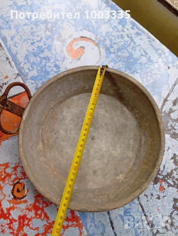 Стар меден бакърен тиган , снимка 5 - Антикварни и старинни предмети - 54355789