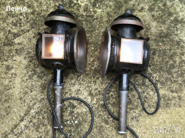 чифт старинни фенери за файтон, снимка 13 - Антикварни и старинни предмети - 34250352