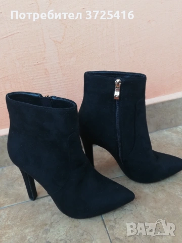 Елегантни нови черни велурени боти, номер 36, снимка 2 - Дамски ботуши - 54189819