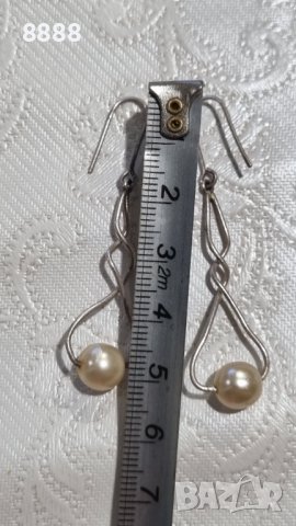 Сребърни обеци 925 с перли , снимка 6 - Обеци - 44279302