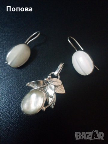 Винтидж масивен авторски сребърен  лот с естествени камъни , снимка 4 - Бижутерийни комплекти - 33914794