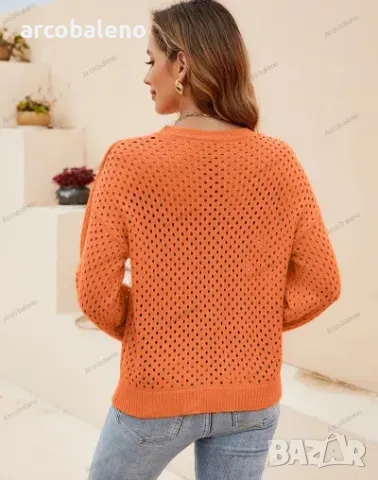 Едноцветен дамски преходен пуловер с кръгло деколте, 4цвята , снимка 7 - Блузи с дълъг ръкав и пуловери - 49201544