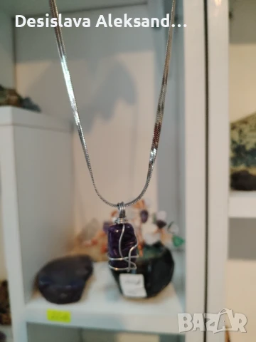 Колие с естествен чароит кабошон,, снимка 4 - Колиета, медальони, синджири - 51149376