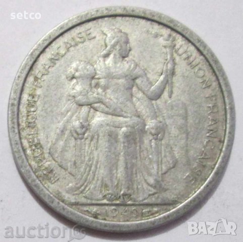 1 франк Нова Каледония 1949 г. с49, снимка 2 - Нумизматика и бонистика - 31983833