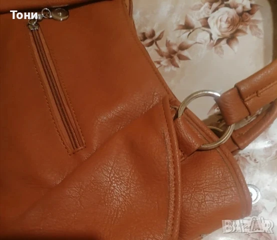 Нова Кожена Дамска Чанта с Цвете , снимка 7 - Чанти - 50691166