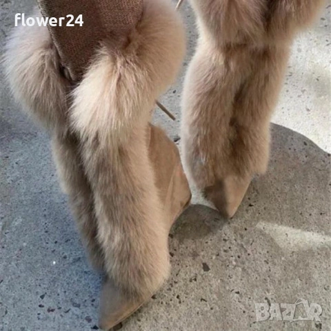 Боти с естествен косъм, номер 38, снимка 3 - Дамски боти - 53305589