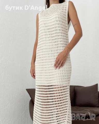 Дълга рокля мрежа с подплата в черен и бял цвят, снимка 2 - Рокли - 51118160