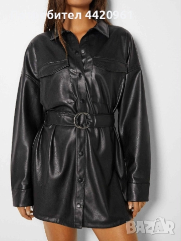 Кожена рокля/риза на Bershka , снимка 2 - Якета - 52523523