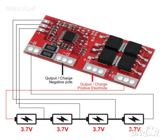 30A 4S Li-ion Lithium Battery Protection Board, снимка 2 - Друга електроника - 31221508