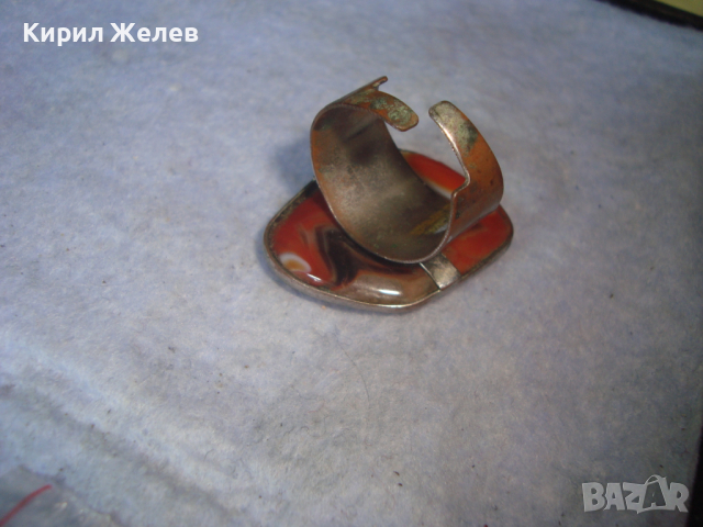 МЕСИНГОВ РЕГУЛИРУЕМ ПРЪСТЕН с ГОЛЯМ ПОЛИРАН АХАТ 17486, снимка 12 - Пръстени - 36422667