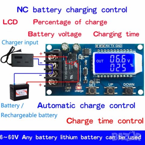 Заряден контролер за батерий и акумулатори 10А от 6 до 60V XY-L10A