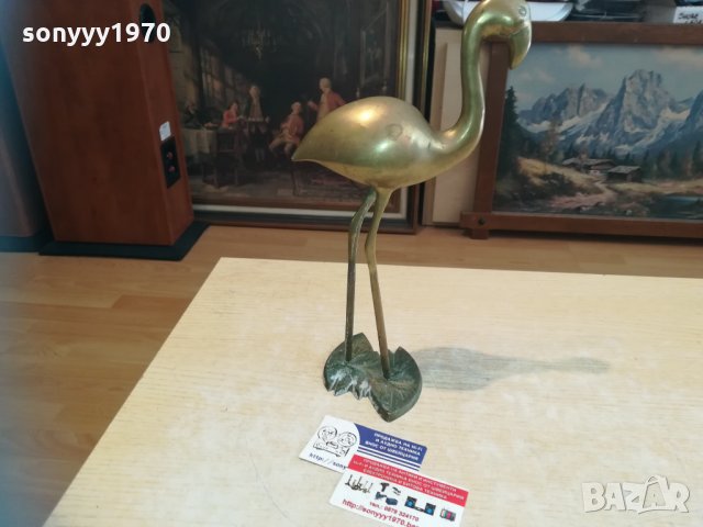 голямо фламинго-мед/месинг/бронз-33х20х16см, снимка 4 - Колекции - 30243701