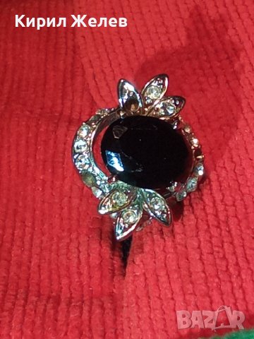 ПРЕКРАСЕН ФЛОРАЛЕН АР НУВО ПОСРЕБРЕН ПРЪСТЕН с ЮВЕЛИРНО ФАСЕТИРАН ГОЛЯМ МАРКАЗИТ и ЦИРКОНЧЕТА 70571