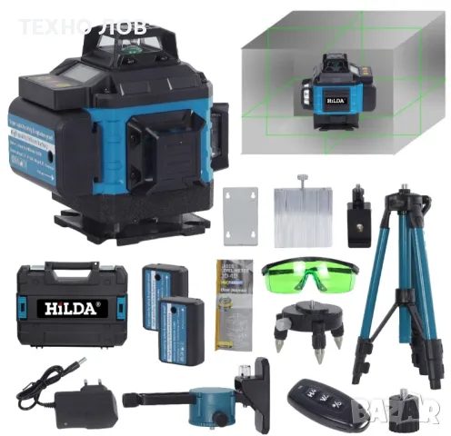 Лазарен нивелир 16 линии 4D 2 г. Гаранция 2 батерии пълен комплект + тринога

, снимка 5 - Измервателни инструменти - 49647372