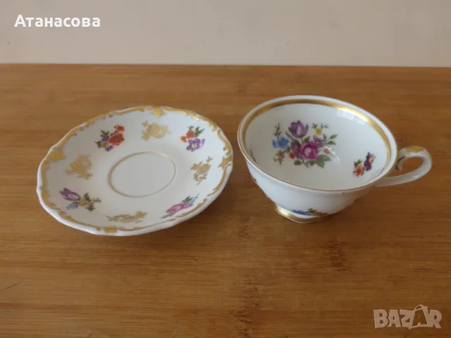 Колекционерска порцеланова чаша за кафе сет Райхенбах 1970 г, снимка 4 - Чаши - 47484940