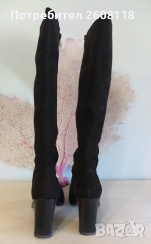 BALLY Folaga ботуши – черни, велур, до коляното №40, снимка 5 - Дамски ботуши - 38445539